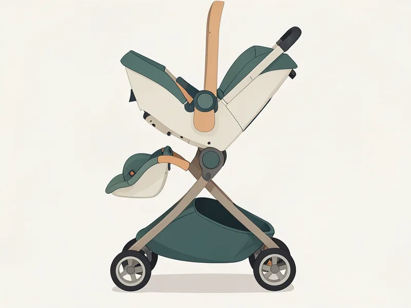 Two car seats on a double stroller (illustration)