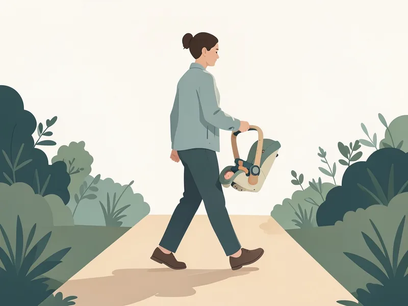 A parent carrying an infant car seat carrier (illustration)
