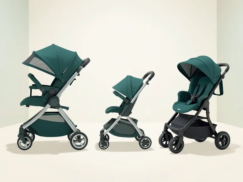 Three strollers side by side (illustration)
